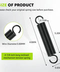 Heavy Duty 7/8 Inch Recliner Mechanism Extension Springs No Sweat Install Fit For Lane Magnus Action Furniture Big Man Chair And 0521 Comfort King For Smooth Easy Couch Restoration, 4 7/8 inch long tension spring dimensions.