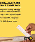 Hand using Digital Angle Finder Ruler 5 Inch Stainless Steel Woodworking Protractor Tool With Large LCD Display for angle measurement