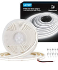 Dope COB LED Strip Lights Waterproof IP67 DC24V 6000K Daylight White 16.4Ft 5m High CRI 92Ra Outdoor Tape Lighting Cuttable