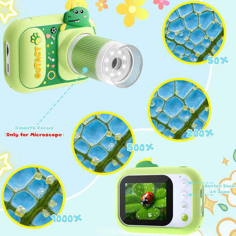 Portable 3 In 1 Kids Microscope And Camera Handheld Digital 1000x Magnification 2.4 Inch LCD Screen 1080P Video Rechargeable Built In Battery