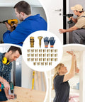 Beefed Up Heavy Duty Furniture Screws 20 Piece Set For Kitchen Cabinets Reinforces Hinge Mounts With Deep Grip Expansion Fasteners To Prevent Sagging And Misalignment And Keep Your Doors Tight, set with bit and gloves