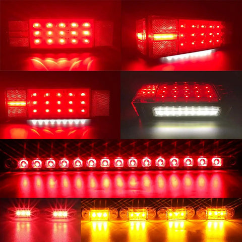 Submersible Boat Trailer Lights Kit With LED Stop Brake Turn Signals And White Backup Lights Side Marker And 3rd Light Bar Wiring