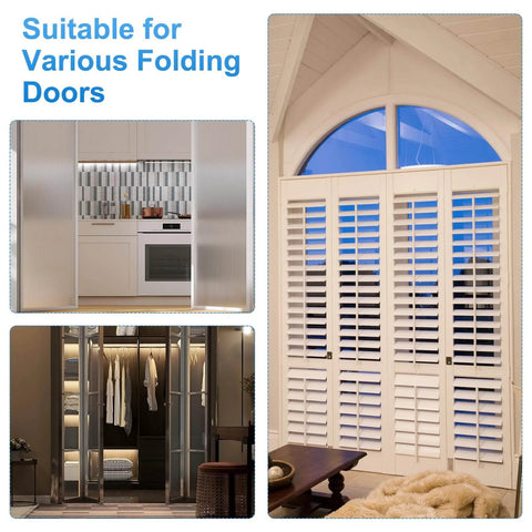Bi Fold Door Top Guide Wheel Roller Set White Two Pack For Folding Closet Sliding Doors 0.9 Inch Roller Durable Carbon Steel Hardware Repair Kit Ideal Replacement Part That Delivers Smooth Quiet Operation in use on various folding doors.