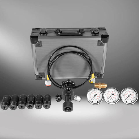 All In One Hydraulic Nitrogen Charging Kit For Accumulators With Seven Couplings Three Pressure Gauges One Gas Hose And Main Valve Body Pro Grade Pressure Test Tool For Industrial Hydraulics And Nitrogen Filling