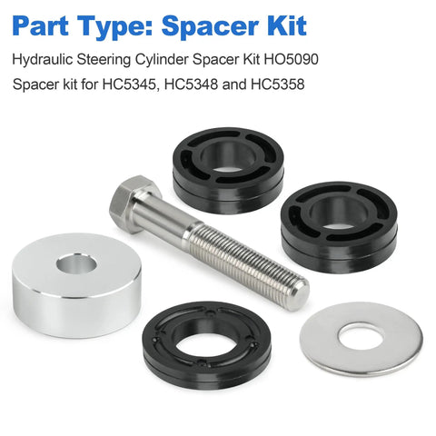 HO5090 Hydraulic Steering Cylinder Spacer Kit For Low HP Outboard Boats Compatible With Teleflex HC5345 3 HC5348 3 HC5358 3 Includes Tiller Bolt Fender Washer Aluminum Spacer Yamaha Spacer