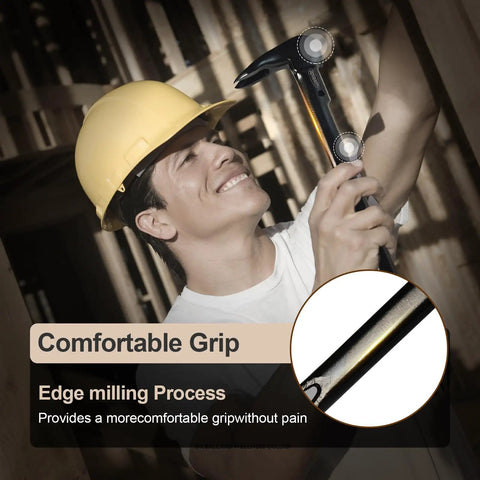 Worker using 12 Inch Nail Puller And 10 Inch Mini Crowbar Cats Claw Nail Remover Set For Demolition with ergonomic grip.