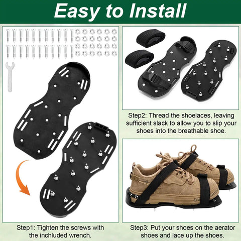 Installation guide for Ten Pair Pro Grade Epoxy Floor Spike Shoes With Three Quarter Inch Short Spikes For Concrete Garage Floors.