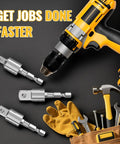 360 Rotatable Socket Adapter Set For Drill Tools 3 Piece Impact Grade Adapters with tools and drill on black background