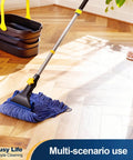 Heavy Duty Wet Mop With Looped End Cotton Mop Head, Industrial Grade String Mop, Telescopic Iron Pole, Adjustable From 44.5 to 55.1 Inches, Jaw Clamp Floor Cleaning For Commercial Use on hardwood floor