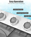 Easy operation control panel for Compact Twin Tub Portable Washing Machine With Separate Wash And Spin Dryer with timer knobs.