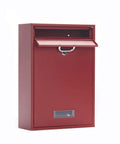 Wall Mounted Locking Vertical Dropbox Mailbox For Ultra Secure Mail Delivery In Durable Galvanized Steel Large Red With Full Open Bin Door And Two Keys For Easy Deposits And Magazine Drops
