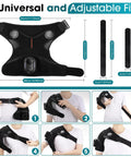 Cordless Shoulder Heating Pad With Massage For Frozen Shoulder And Rotator Cuff Pain Relief, showing adjustable fit and dimensions
