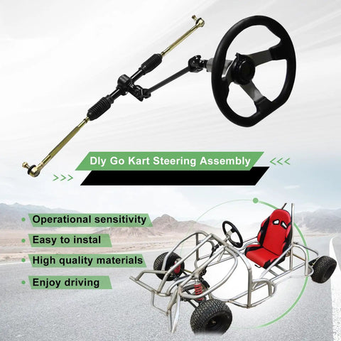 Go Kart Steering Kit With 390Mm Shaft 440Mm Rack And Pinion 270Mm Steering Wheel for buggy quad go karts and UTVs