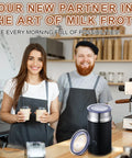 Baristas holding coffee near Milk Frother Lid Replacement For Nespresso Aeroccino 3 3R, Compatible With 3593 3594.