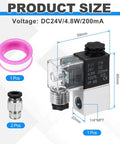Dope Pneumatic Solenoid Valve For CNC Machines And Industrial Gear, Quarter Inch NPT, 24V DC, includes connector and tape