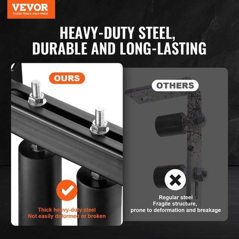 Comparison of beefed-up heavy duty steel sliding gate kit with 6-inch rollers and T bracket versus regular steel gate bracket