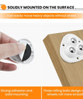 Mini Self Adhesive Caster Wheels 360 Degree Swivel Ball Transfer Rollers for Small Appliances, adhesive application shown on wood surface