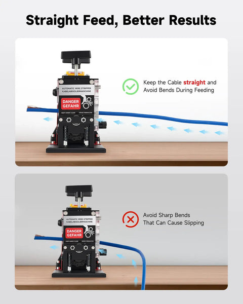 Electric Wire Stripper Machine No-Fuss 7 Channel And 7 Blades For 0.06-1.1 In Wires, 60W Motor cable feeding instruction