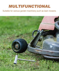 Three Piece Carbon Steel Spark Plug Wrench With Slick Ergonomic Handles For Mechanics And Diy Guys Looking For A Badass Double Ended Socket Kit That Handles Grease Work Without Any Sweat beside a lawn mower.