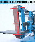 HajMyrdonyx 750W Electric Belt Sander And Polisher Machine With Brushless Motor showing 200mm extended flat grinding plate and belt.