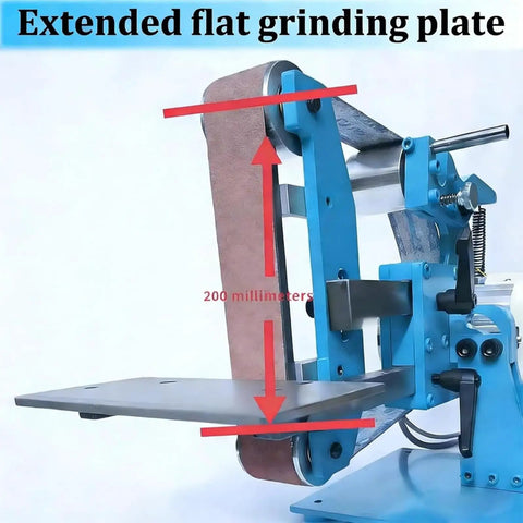 Heavy Duty Vertical Horizontal Belt Grinder Sander With Dual Mode Usage featuring 200mm flat grinding plate for precision work.