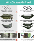 Comparison chart of G4Free two person pop up camping hammock with mosquito net versus other hammocks