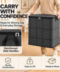 Heavy Duty Moving Storage Bins That Make Dealing With Clutter A Snap Featuring Sturdy Handles secure zipper and quick fold layout for bulky coats and all your seasonal stash in a home setting.
