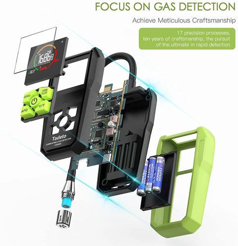 Pro Grade Natural Gas Detector With 2.6 Inch LCD Display And 12 Inch Gooseneck Probe, interior view showing components