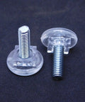 Clear Acrylic Furniture Feet Adjustable 1/4-20 Threaded Levelers Glides, 4 pack set on black background