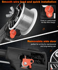 Close-up view of Soldering Iron Kit With Automatic Solder Feeding Pro Grade One Hand Solder Gun wire feed mechanism and side door.