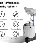 Electric Fuel Pump Module Assembly Compatible With 2005 Through 2017 Chrysler 300 Dodge Challenger Charger Magnum V6 And V8 Engines Including 2 7L 3 5L 3 6L 5 7L 6 1L And 6 4L Replacement E7192M For Seamless Fuel Delivery And Quick Easy Drop In Install, showing product with performance icons.