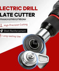 Metal Nibbler Drill Attachment Turn Your Power Drill Into A Pro Level Sheet Metal Cutter With A Double Cut Design For Fast Clean Burr Free Cuts On Steel Aluminum And Roofing Panels shown with cutting features.