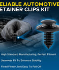 100 Pack Heavy Duty Door Panel Trim Clips N801925S For Ford F150 Bronco Mustang E Series shown in use during installation.
