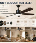 42 Inch Reversible Ceiling Fan With Integrated Light And Wireless Remote Providing Six Hella Quiet Speeds And Kickin Cooling Airflow For Your Ultimate Room Refresh in a lit bedroom with low noise operation.