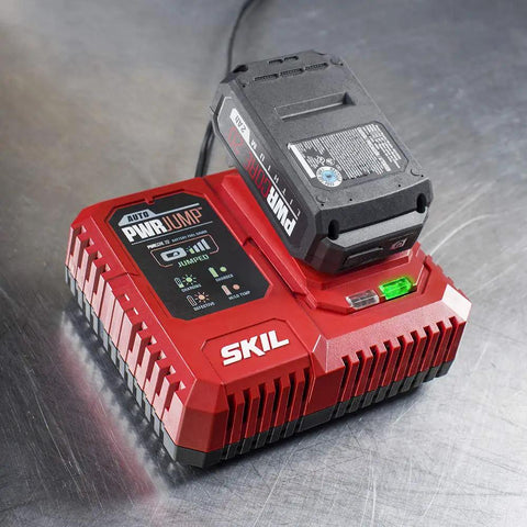 Powercore 20 Auto Pwrjump Charger Tool Only With 5 Minute Fast Charge and LED status lights on metal surface
