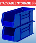 Heavy Duty Stackable Plastic Storage Bins Pack Of 12 In 11 Inch Long By 4 Inch Wide By 4 Inch High Holds Up To 20 Pounds, blue bins