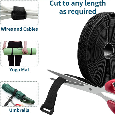 Adjustable 26Ft Black Cable Straps With 30 Buckles For DIY Cord Bundling Free Cut Length Reusable Nylon Hook And Loop in use