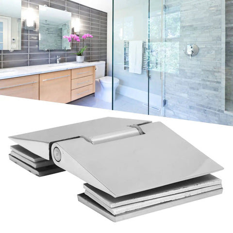 Beveled Double Sided Stainless Shower Door Hinge For 812mm Tempered Glass Bathroom Hardware Heavy Duty Premium 304 Stainless Steel