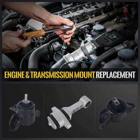 3 Piece Heavy Duty Engine Motor And Transmission Mount Kit With Torque Strut For Hyundai Accent Elantra Veloster seen during installation.