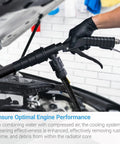 Pro Grade Coolant Flush Gun And Heater Core Cleaner Kit For Radiator And Engine Cooling System Featuring Dead Simple Dual Air Water Pressure And Slick One Hand Controls Fits 19 To 40 Mm Hoses, being used in an auto workshop.