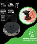 Matte Black Bathroom Sink Hair Catcher That Snaps Right In And Grabs Every Loose Strand, shown with hair removal.