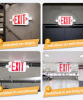Smooth Running Exit Sign And Emergency Light Featuring Rock Solid Battery Backup Lasts Ninety Minutes Through Power Drops on stairs and parking lot.