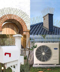 Stainless Steel Bird Spikes Deterrent Strips installed on archway, roof, mailbox, and air conditioner for 4.1 feet coverage