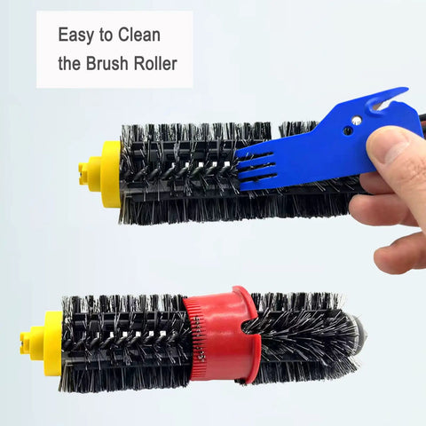 All In One Replacement Parts Kit For Roomba 600 And 500 Series Vacuum Cleaners includes two bristle brushes and cleaning tool.