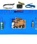 Extra Large Pro Grade Soldering Mat With Wrist Strap 23.6 By 13.8 Inches Heat Resistant 932 F Silicone Workbench Pad with tools