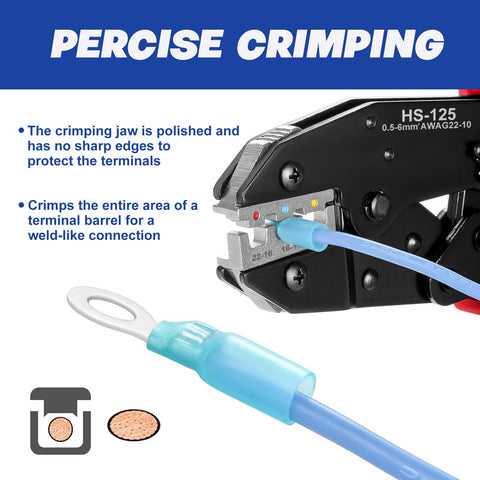 Pro Grade Crimping Tool Set With Ratchet Wire Crimper and Interchangeable Dies crimping blue wire terminal