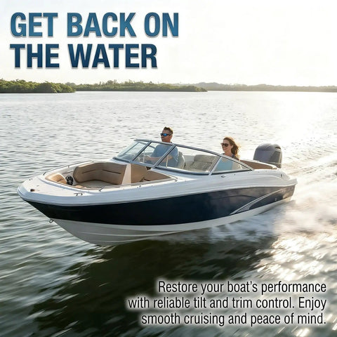 People boating with Beefed-Up Outboard Power Trim And Tilt Motor Assembly Replacement For 75-115HP Boats on lake