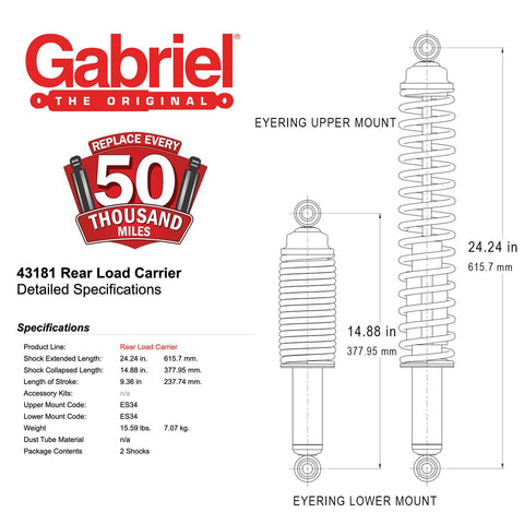 Rear Towing Load Carrier With Heavy Duty Shock Absorbers layout with dimensions and specifications for various models.