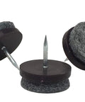 Heavy Duty Felt Nail On Glide Pads For Chairs And Tables Kick Stick Ons To The Curb With A Tight Grip Slide Like Butter On Hardwood Floors Tile Surface Protection Espresso Color Pack Of Five Hundred Pieces, three pads visible.