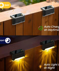 16 Pack Solar Deck Lights Outdoor Waterproof LED Fence Lamps No Fuss Setup for Steps Deck Fence Railings and Stairs in Day and Night